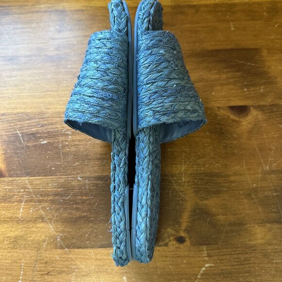 Polo Ralph Lauren Womens US 11 EU 43 Raffia Sandal Sheep Leather Blue Boho Beach - Picture 8 of 14